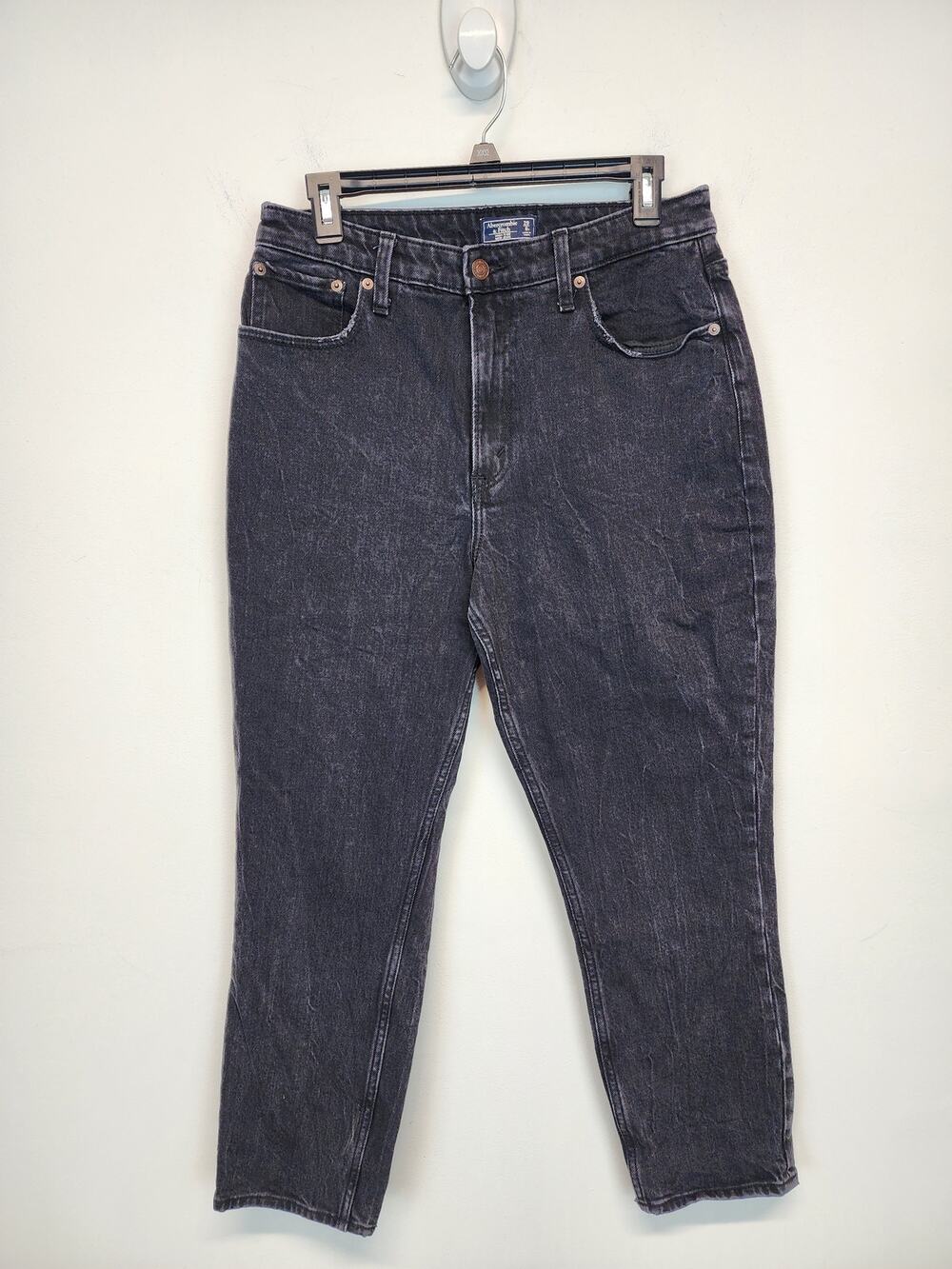 Abercrombie & Fitch High Rise Mom Jeans Size 29/8 Faded Black Tapered Alt 90s